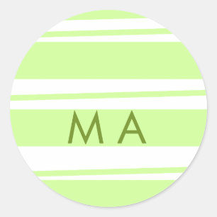 Neon groene strepen Griekse patroon letter monogra Ronde Sticker