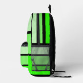 Neon Groene tinten Groot Gestreept | INITIAAL Bedrukte Rugzak (Rechts)