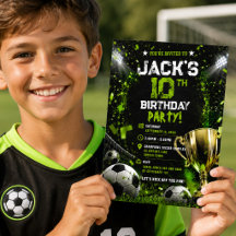 Neon groene voetbalstadion trofee verjaardagsfeest