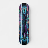 "Neon Hacker: cyberpunk-stadsgezicht Skateboard (Voorkant)