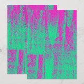 Neon Halftone Grunge Texture Blank Invitation Kaar Kaart (Voorkant / Achterkant)