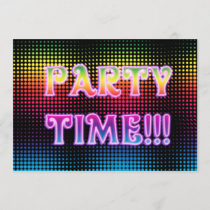 Neon Halftone Party Invitation Kaart