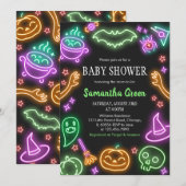 Neon Halloween Baby shower Kaart (Voorkant / Achterkant)