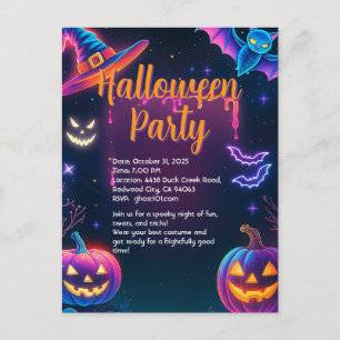 Neon Halloween-feest Briefkaart