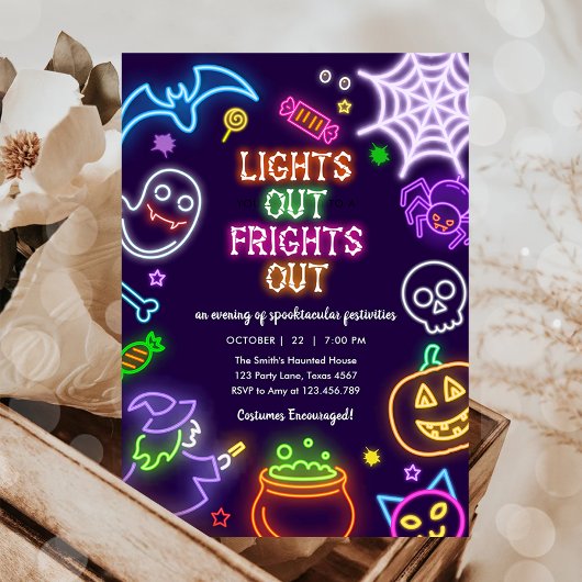 Neon Halloween Glow in de Dark Spooktacular Party Kaart