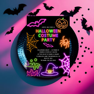 Neon Halloween Kostuum Party Uitnodiging