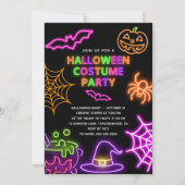 Neon Halloween Kostuum Party Uitnodiging (Voorkant)