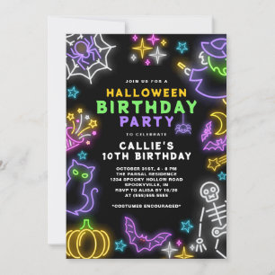 Neon Halloween Meisjes 10e Verjaardag Kostuum Fees Kaart