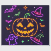Neon Halloween Party Gift Wrap Cadeaupapier (Vlak)