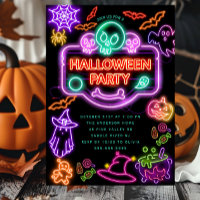 Neon Halloween Party Invitation