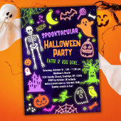 Neon Halloween Party Invitation Spooktacular