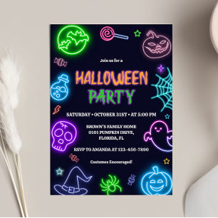 Neon Halloween Party Kaart