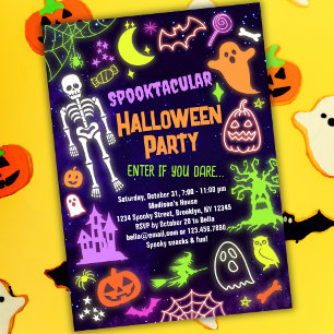 Neon Halloween Party uitnodiging Spooktacular