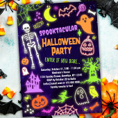 Neon Halloween Party uitnodiging Spooktacular