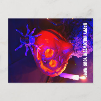 Neon Halloween pompoenen Aankondigingskaart