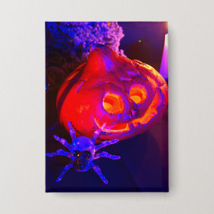 Neon Halloween pompoenen Button