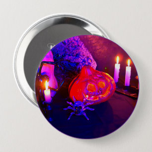 Neon Halloween pompoenen Ronde Button 4,0 Cm