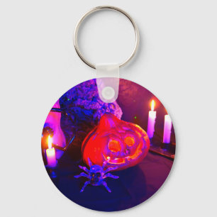 Neon Halloween pompoenen Sleutelhanger