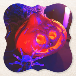 Neon Halloween pumpkins Kartonnen Onderzetters
