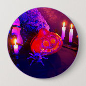 Neon Halloween pumpkins Ronde Button 4,0 Cm (Voorkant)