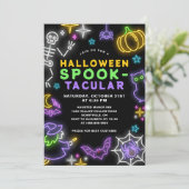 Neon Halloween Spooktacular Kaart (Staand voorkant)