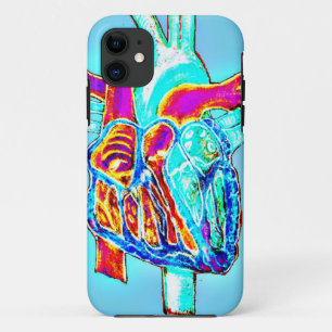 Neon Hand Drawn Anatomical Heart iPhone 11 Hoesje