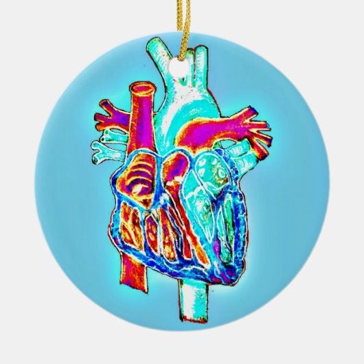 Neon Hand Drawn Anatomical Heart Keramisch Ornament (Voorkant)