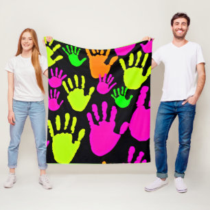 Neon handafdruk graffiti patroon fleece deken