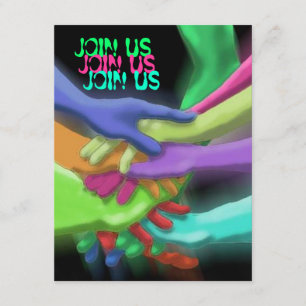 NEON HANDS "JOIN US" GRADUATION ARTITY INVITATION KAART