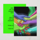 NEON HANDS STACKED SWEET SIXTEEN ARTIJ INVITATIE KAART (Voorkant / Achterkant)