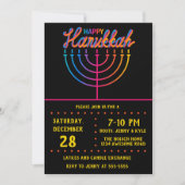 Neon Happy Hanukkah Menorah Kaart (Voorkant)