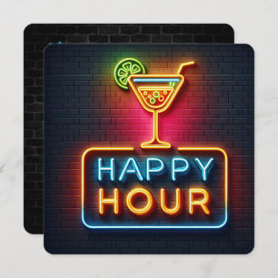 Neon Happy Hour Party Kaart