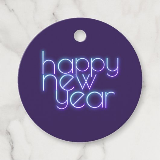 Neon Happy Nieuwjaar Bedankjes Labels (Voorkant)