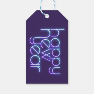 Neon Happy Nieuwjaar Cadeaulabel