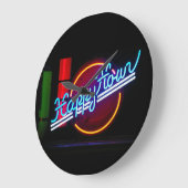 NEON HAPPY UUR UME BAR WALL CLOCK GROTE KLOK (Hoek)