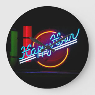 NEON HAPPY UUR UME BAR WALL CLOCK GROTE KLOK