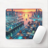 Neon Harbor Sunset Muismat (Met muis)