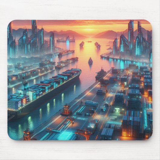 Neon Harbor Sunset Muismat (Voorkant)