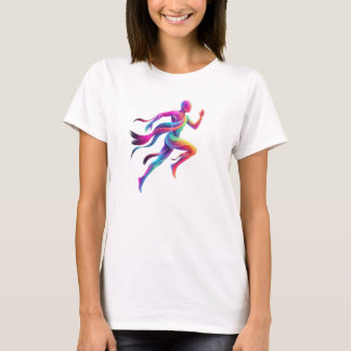 Neon Hardloper Abstracte Sport Kunst T-shirt