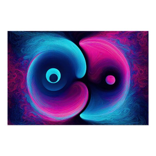 Neon Harmony: Een moderne interpretatie van Yin Ya Perfect Poster (Voorkant)
