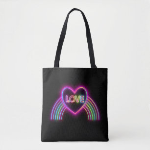 Neon Heart op regenboog Draagtas