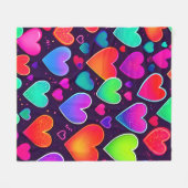 Neon Heart Symphony Fleece Deken (Voorkant (Horizontaal))