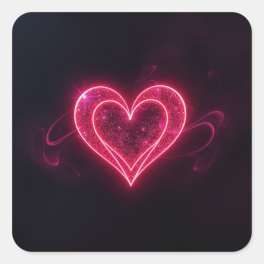 Neon Heart Valentines  Square Sticker (Voorkant)