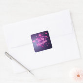 Neon Heart Valentines  Vierkante Sticker (Envelop)