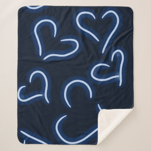 Neon Hearts Blue Sherpa Deken