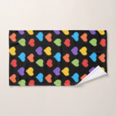 Neon Hearts Hand Towel (regenboog en zwart) Handdoek (Handdoek)