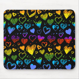 Neon hearts Mousepad Muismat