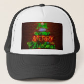 Neon heeft een heel prettig kerstfeest trucker pet (Voorkant)