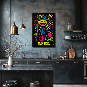Neon Heks Poster – Levendig Pop Art Halloween Ontw
