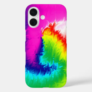 Neon Heldere Abstracte Draaikolk iPhone 16 Hoesje